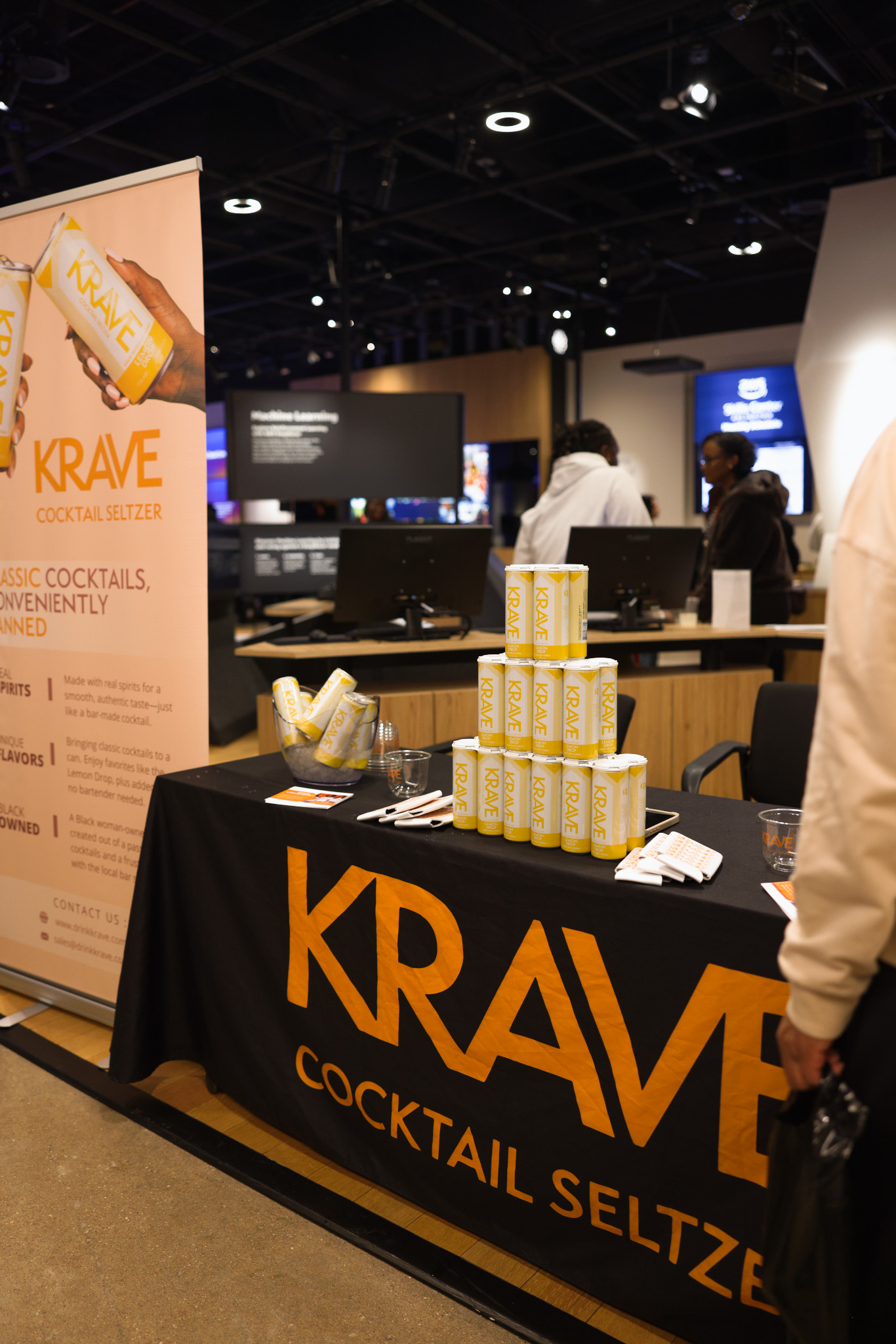 KRAVE Cocktail Seltzer partner booth at NOVA event